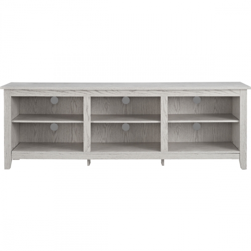 70" Wood TV Stand Media Storage Console in White Wash