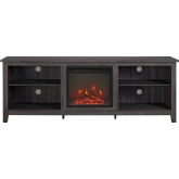 70" Wood Fireplace TV Stand Media Console in Charcoal