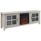 70" Fireplace TV Stand w/ Glass Door in Birch Finish