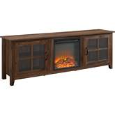 70" Farmhouse Fireplace TV Stand in Dark Walnut Finish