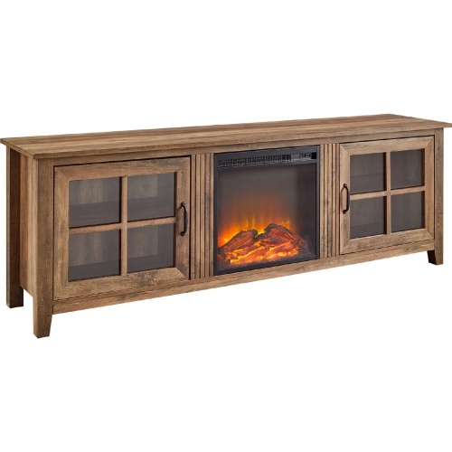 70" Farmhouse Fireplace TV Stand in Rustic Oak Finish