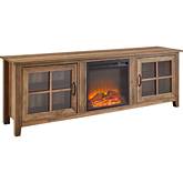 70" Farmhouse Fireplace TV Stand in Rustic Oak Finish