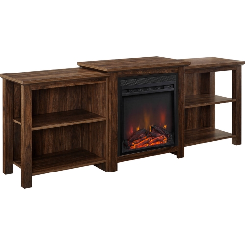 70" Tiered Top Open Shelf Fireplace TV Stand in Dark Walnut