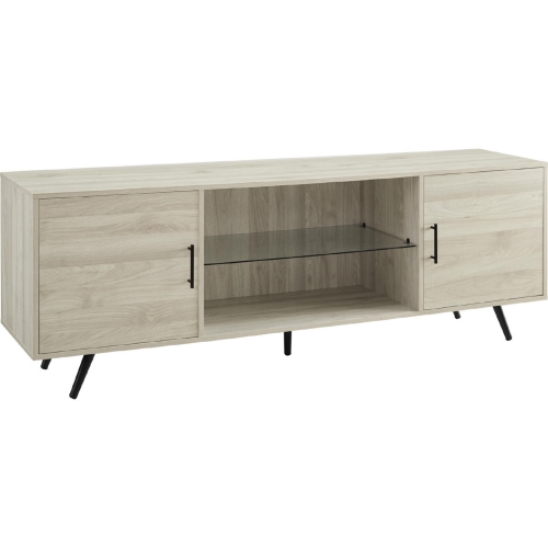 70" Glass Shelf 2 Door TV Stand Console in Birch Finish