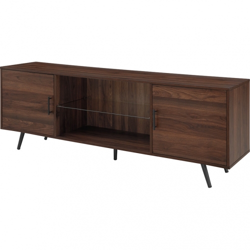 70" Mid Century Modern TV Stand in Dark Walnut Finish