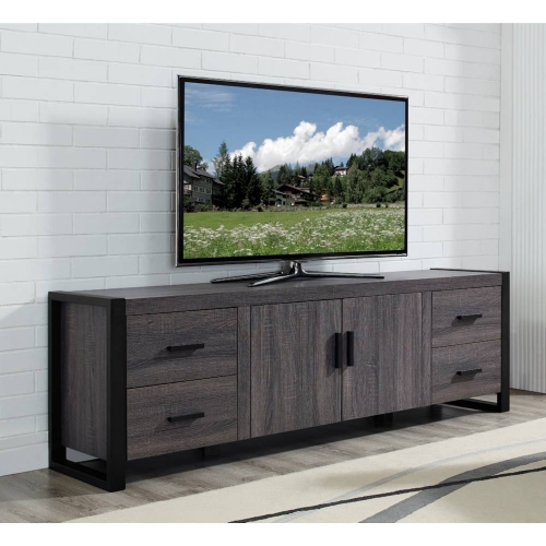 70" Distressed Charcoal Grey Wood TV Stand Console