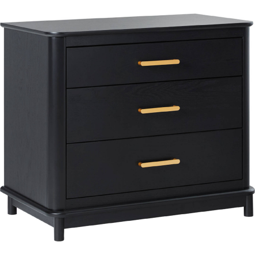 Annette 3 Drawer Nightstand in Black Finish Wood