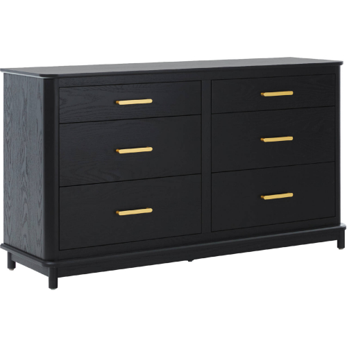 Annette 6 Drawer Dresser Wood in Black Finish Wood