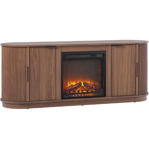 Chloe Reeded 60" Fireplace TV Stand in Mocha Finish