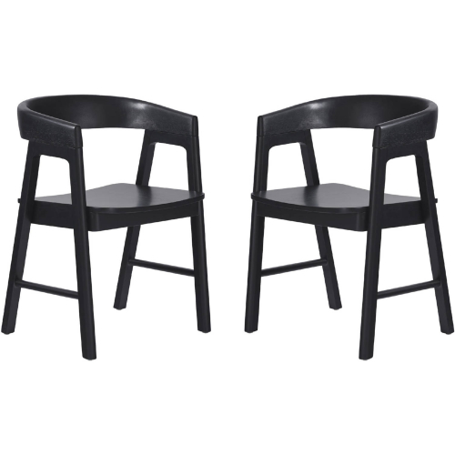 Ezra Curved Back Dining Chair in Black Finish Wood (Set of 2)