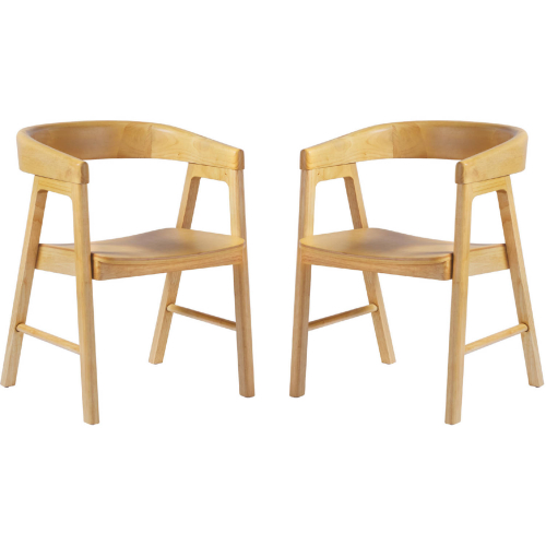 Ezra Curved Back Dining Chair in Natural Finish Wood (Set of 2)