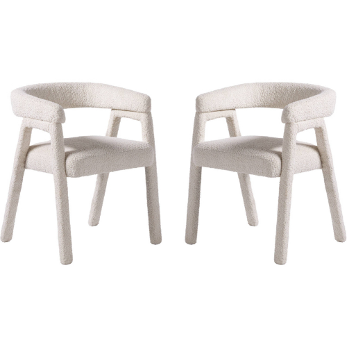 Ezra Curved Back Dining Chair in Ivory Boucle Fabric (Set of 2)