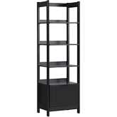 Holmes Narrow Bookcase w/ Reeded Drawer in Black Finish