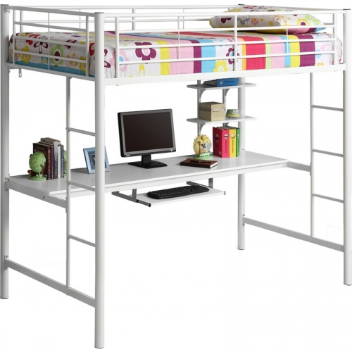 Sunrise Metal Twin / Workstation Bunk Bed in White