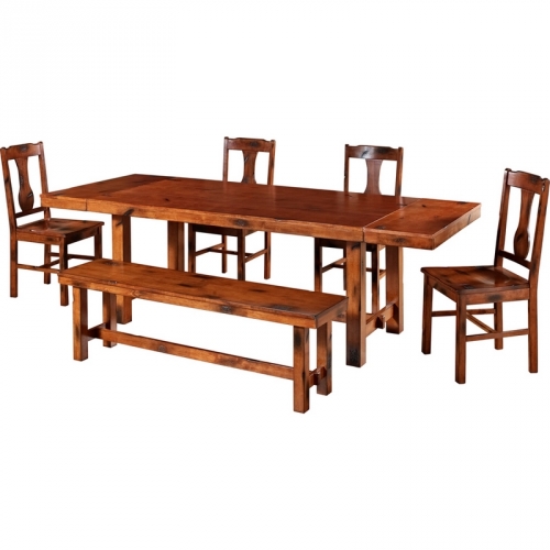 6 Piece Huntsman Wood Dining Set in Dark Oak