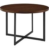 Connor 42" Round Dining Table in Dark Walnut Finish & Black Metal