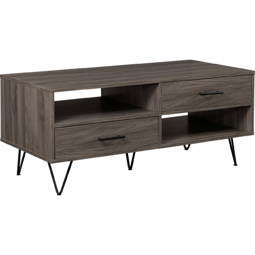 Croft 2 Drawer Coffee Table w/ Hairpin Legs in Slate Grey & Black