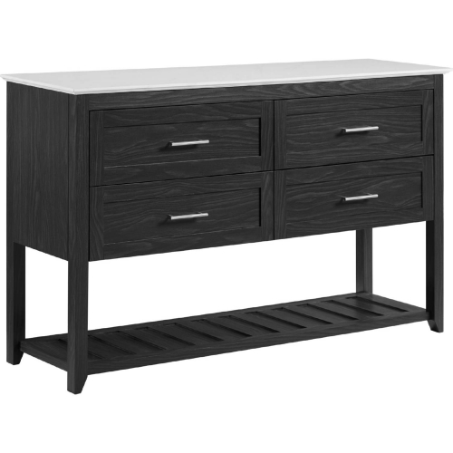 Rhett 54" 4 Door Buffet in Graphite Gray & Faux White Marble