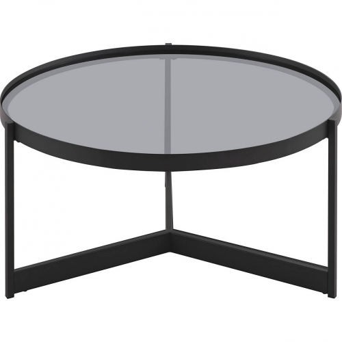 Rhonda Round Tray Top Coffee Table in Smoked Tempered Glass