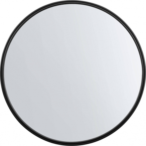 36" Round Double Ribbed Frame Mirror in Black Metal