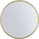 36" Round Double Ribbed Frame Mirror in Gold Metal