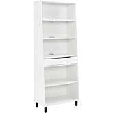 Ryder 5 Shelf Bookcase with Drawer in White Finish