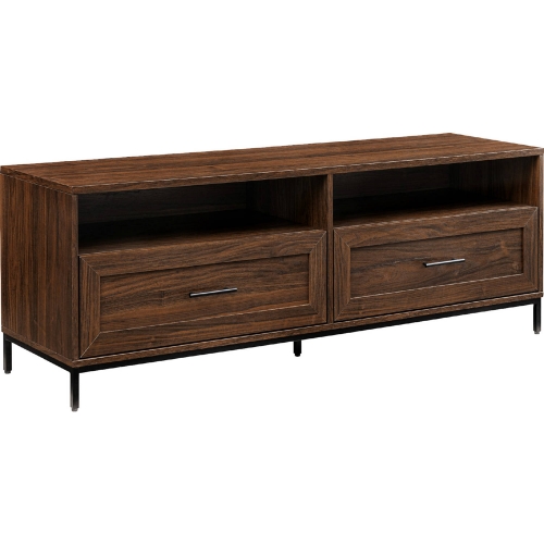 Chevy 56" Modern Low 2 Drawer TV Stand in Dark Walnut Finish