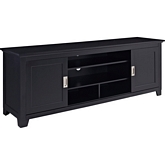 70" Wood TV Stand w/ Sliding Doors in Black