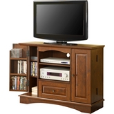 42" Bedroom TV Stand w/ Media Storage in Traditional Brown