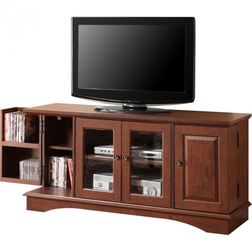 52" Media Storage Wood TV Stand in Traditional Brown