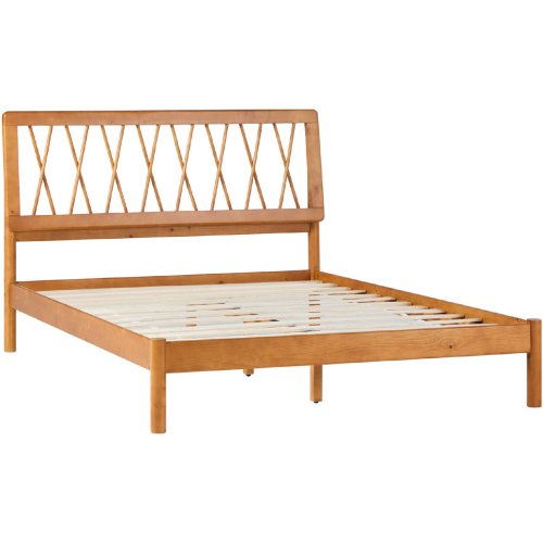 Xavier X Spindle Queen Bed in Caramel Finish Pine Wood