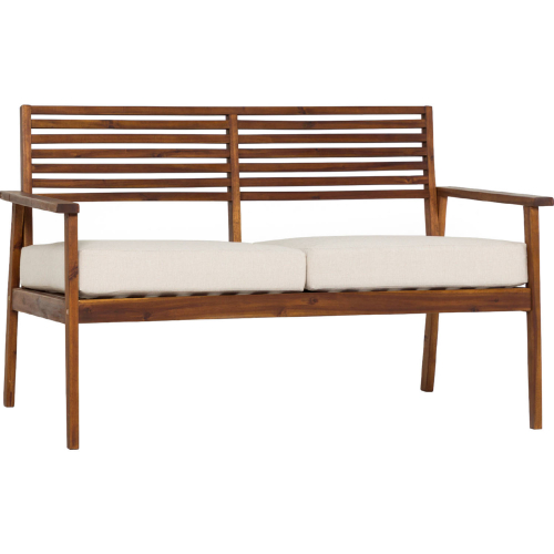 Zander Outdoor Loveseat in Dark Brown Finish Wood & Neutral Fabric