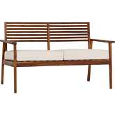 Zander Outdoor Loveseat in Dark Brown Finish Wood & Neutral Fabric