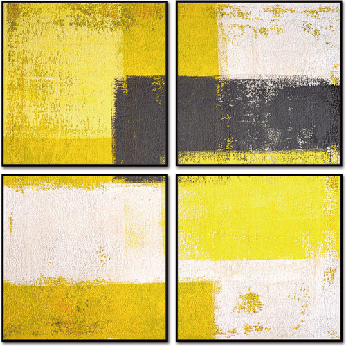 Amarillo 4 Piece 28" x 28" (each) Canvas Wall Art in Yellow & Multicolor