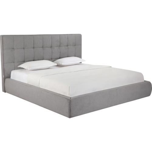 Dexter Queen Bed in Tufted Grey Fabric