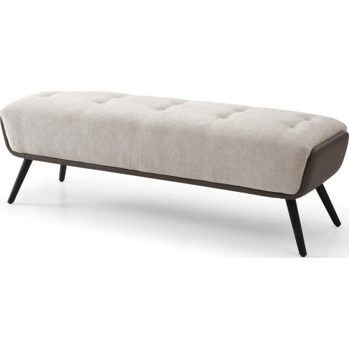 Teddy Bench in Tufted Beige, Dark Grey Eco Leather & Black Sanded Steel