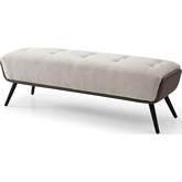 Teddy Bench in Tufted Beige, Dark Grey Eco Leather & Black Sanded Steel