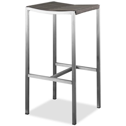 Stone Indoor Outdoor Backless Bar Stool in Rope & Stainless Steel (Set of 4)