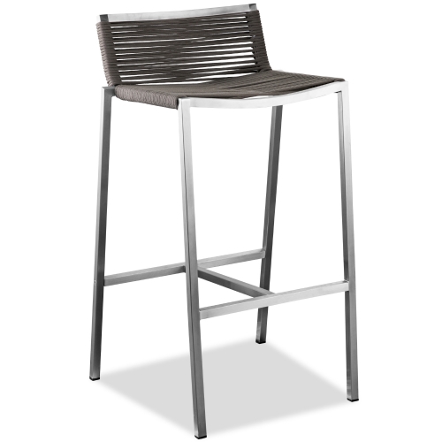 Stone Indoor Outdoor Bar Stool in Rope & Stainless Steel (Set of 4)