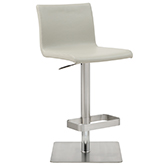 Watson Adjustable Bar Stool in Light Grey Leatherette & Stainless Steel