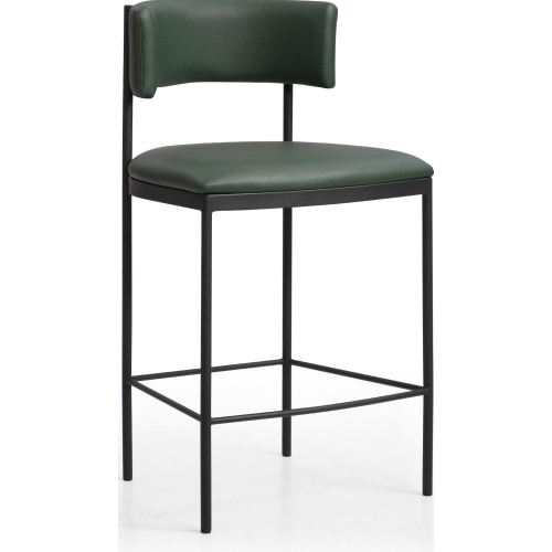 Envie Counter Stool in Green Leatherette & Black Steel