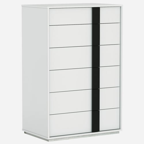 Kimberly 6 Drawer Chest in High Gloss White & Black