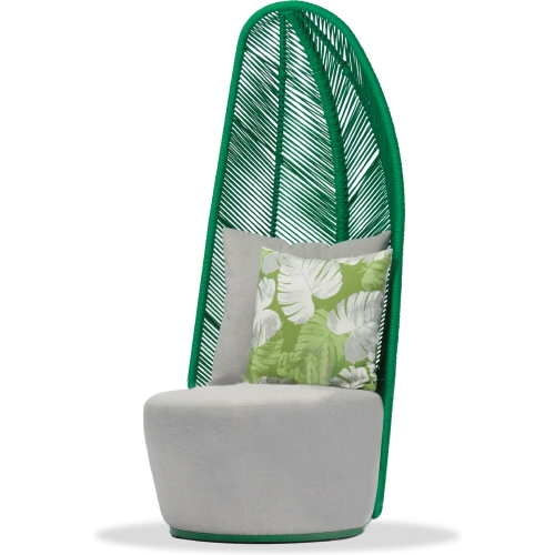 Basil Outdoor Chair in Green Weave & Grey Fabric