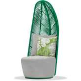 Basil Outdoor Chair in Green Weave & Grey Fabric