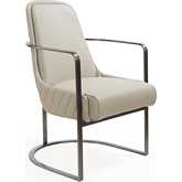 Bea Accent Chair in Light Grey Leatherette & Brushed Gun Black Steel