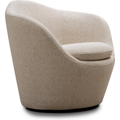 Stone Accent Chair in Cream Beige Fabric & Black Base