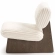 Elena Armless Accent Chair in White Faux Fur & Light Grey Ash Veneer