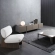 Elena Armless Accent Chair in White Faux Fur & Light Grey Ash Veneer