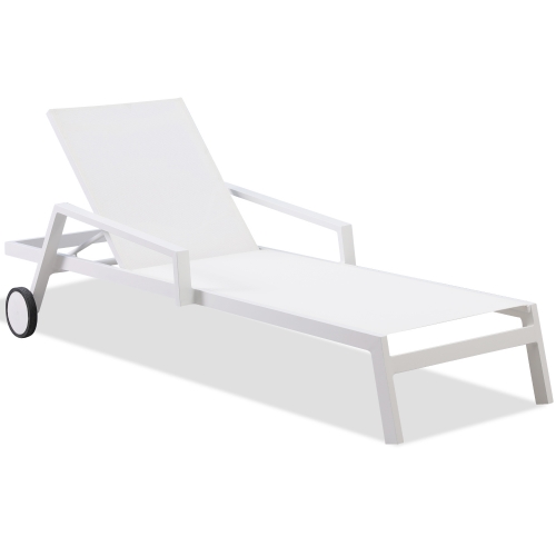 Bondi Outdoor Chaise Lounge in White Texteline & Aluminum (Set of 2)