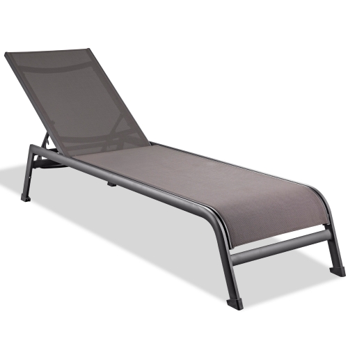 Sunset Indoor Outdoor Chaise Lounge in Taupe Texteline & Aluminum (Set of 2)